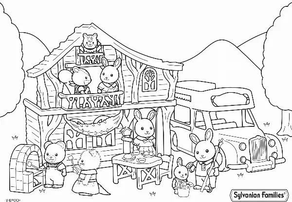 Sylvanian Families Lodge Colouring Sheet